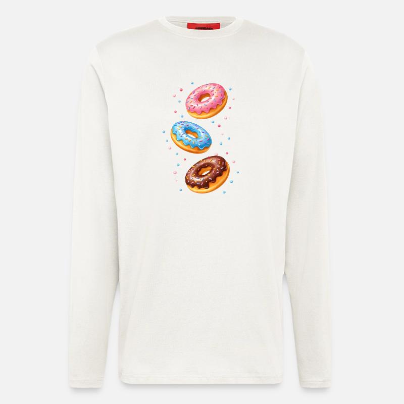 Bunte Donuts Illustration Set   - Langarmshirt - made by SPREAD  - OFF WHITE