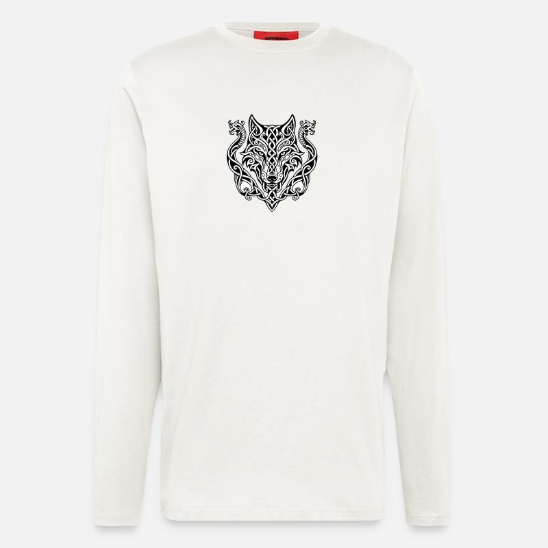 Celtic Wolf Head Knot Design - Longsleeve - made by SPREAD  - OFF WHITE