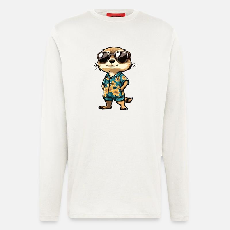 Erdmännchen Comic Urlaub - Langarmshirt - made by SPREAD - OFF WHITE