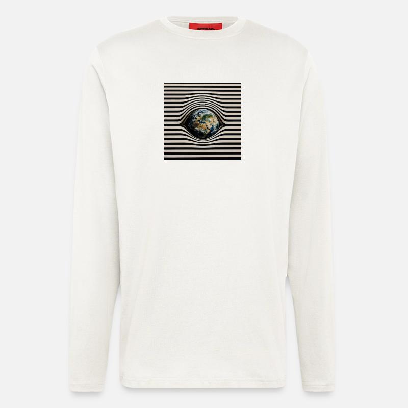 Erde im optischen Wellenmuster - Langarmshirt - made by SPREAD  - OFF WHITE