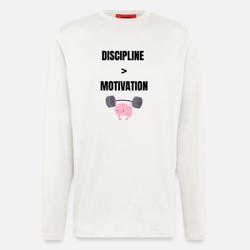 Disziplin über Motivation - Langarmshirt - made by SPREAD  - OFF WHITE