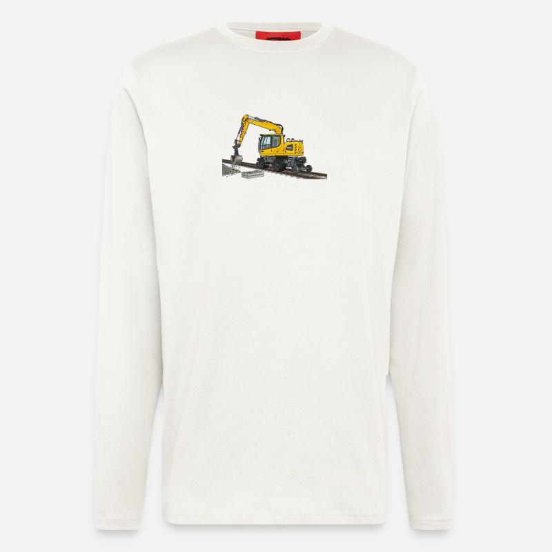 Zweiwegebagger Bagger Gleisbau - Langarmshirt - made by SPREAD - OFF WHITE