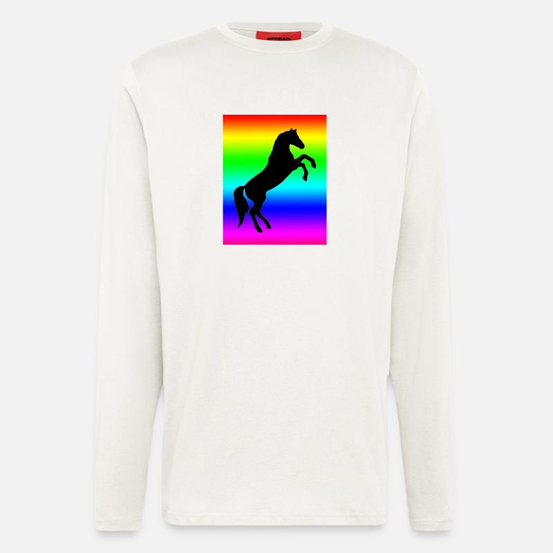Regenbogen Pferd - Langarmshirt - made by SPREAD  - OFF WHITE