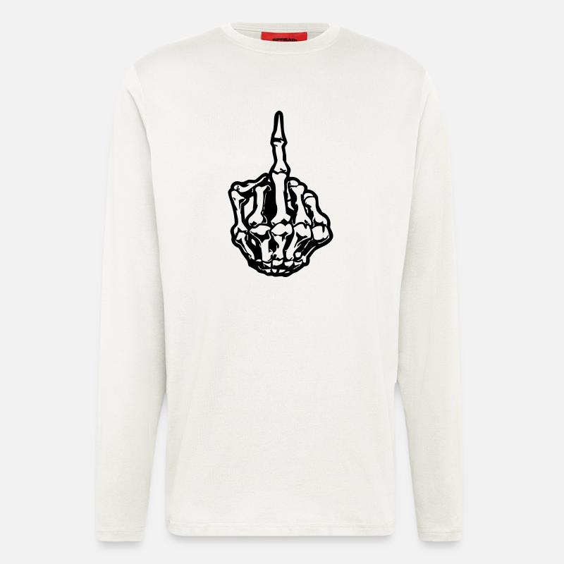 middlefinger_skull_01 - Langarmshirt - made by SPREAD  - OFF WHITE
