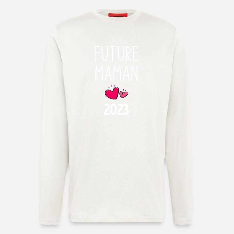 Future maman 1 - Manches longues bio décontracté fabriqué en UE - OFF WHITE