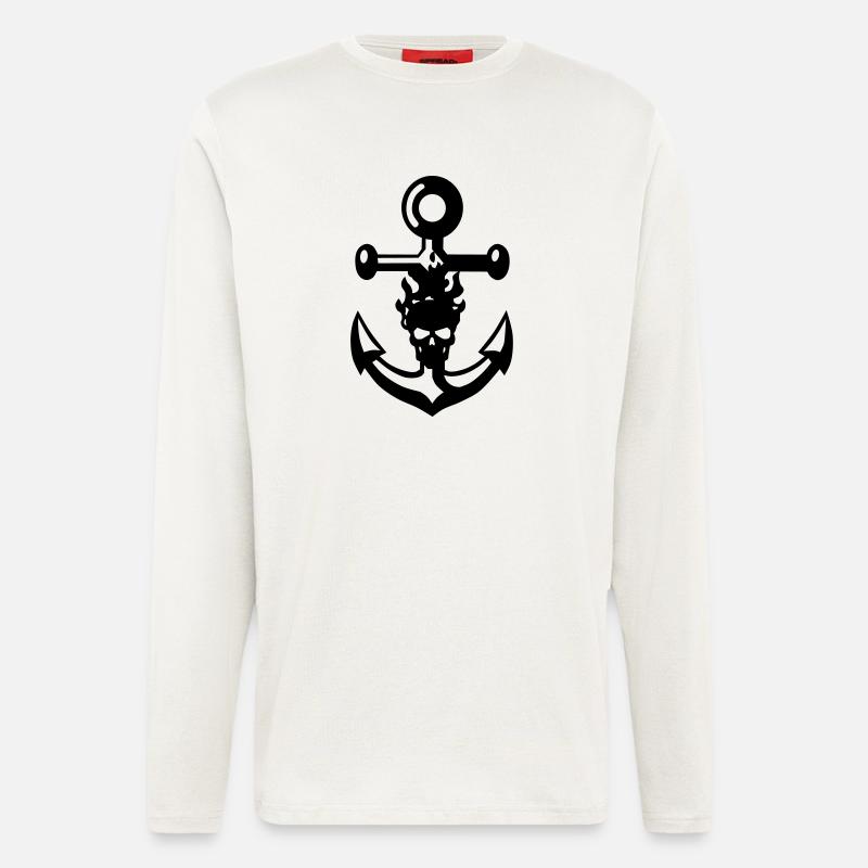 Anker und Schädel - Langarmshirt - made by SPREAD  - OFF WHITE