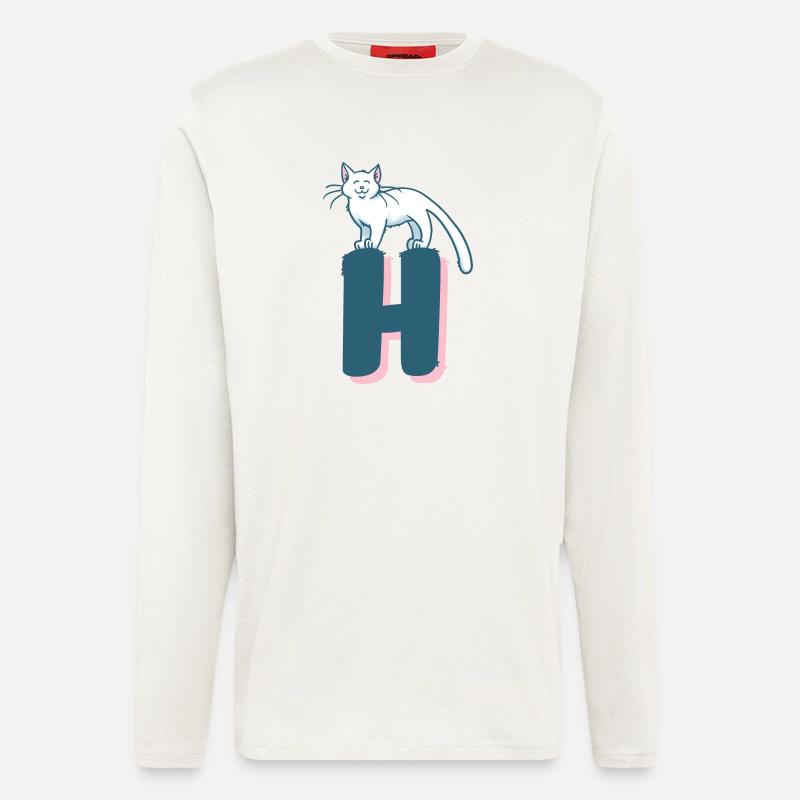 Katze Buchstabe H - Langarmshirt - made by SPREAD  - OFF WHITE