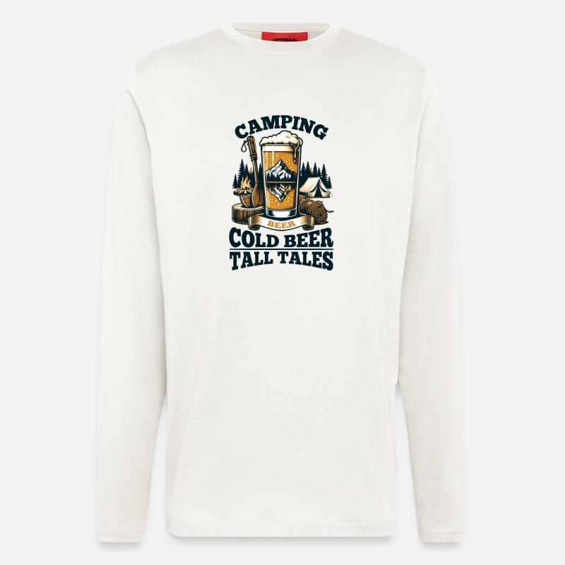 Camping: Kaltes Bier, Märchen! - Langarmshirt - made by SPREAD  - OFF WHITE