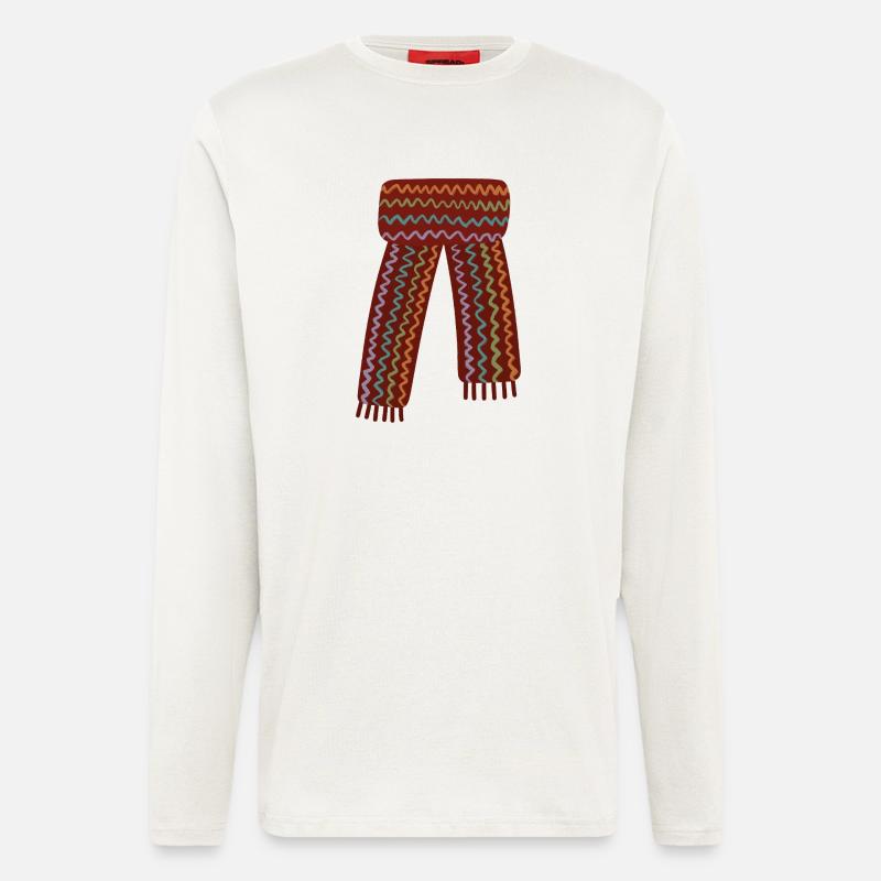 Bunter Schal mit Zickzackmuster - Langarmshirt - made by SPREAD - OFF WHITE