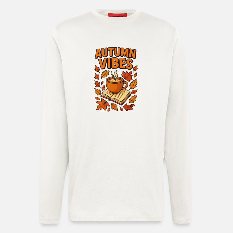 Herbstvibes Kaffee und Buch - Langarmshirt - made by SPREAD  - OFF WHITE