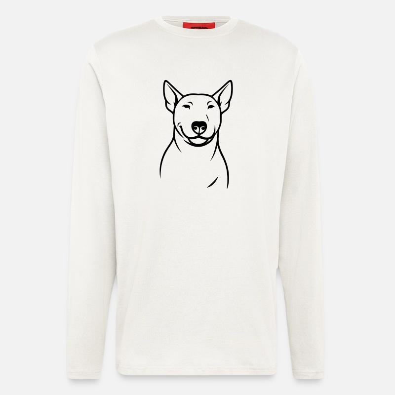 Silhouette stylisée du Bull Terrier - Manches longues bio décontracté fabriqué en UE - OFF WHITE