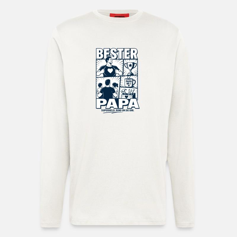 Bester Papa Superheld Design - Langarmshirt - made by SPREAD  - OFF WHITE