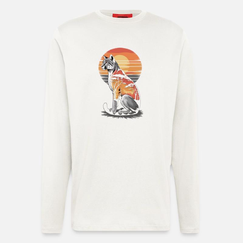 Savannah Cat Sunset - Langarmshirt - made by SPREAD  - OFF WHITE