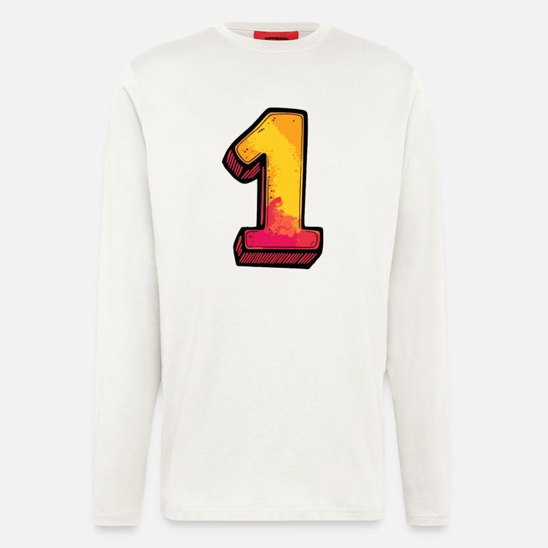 1 Zahl Comic - Langarmshirt - made by SPREAD  - OFF WHITE