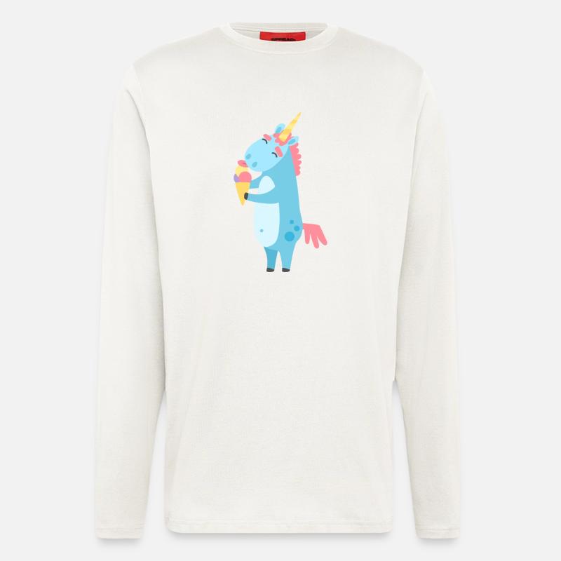 Einhorn mit Eis - Langarmshirt - made by SPREAD  - OFF WHITE