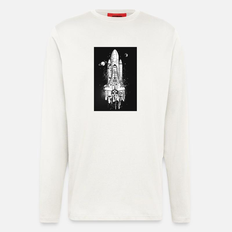 Fantasievolles Space Shuttle im Graffiti Stil - Langarmshirt - made by SPREAD  - OFF WHITE