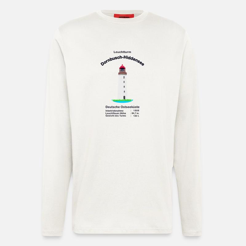 Leuchtturm Dornbusch- Hiddensee, Zeichnung - Langarmshirt - made by SPREAD  - OFF WHITE