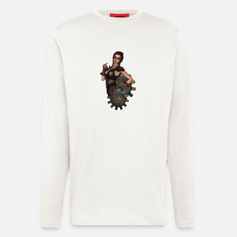 Die Dame des Steampunk - Langarmshirt - made by SPREAD  - OFF WHITE