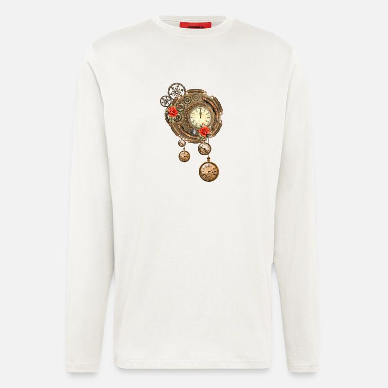 Wunderbare Steampunk-Uhr - Langarmshirt - made by SPREAD  - OFF WHITE