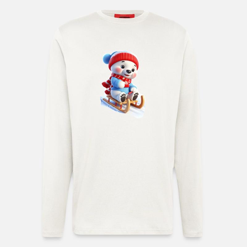 Winterbär auf Schlitten - Langarmshirt - made by SPREAD - OFF WHITE
