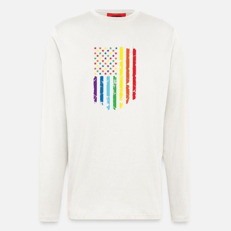 Rainbow flag with star pattern - Longsleeve - made by SPREAD  - OFF WHITE