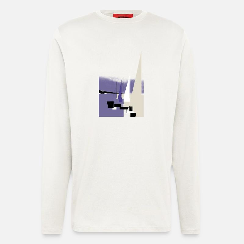 Segelboote im Abendhafen - Langarmshirt - made by SPREAD  - OFF WHITE