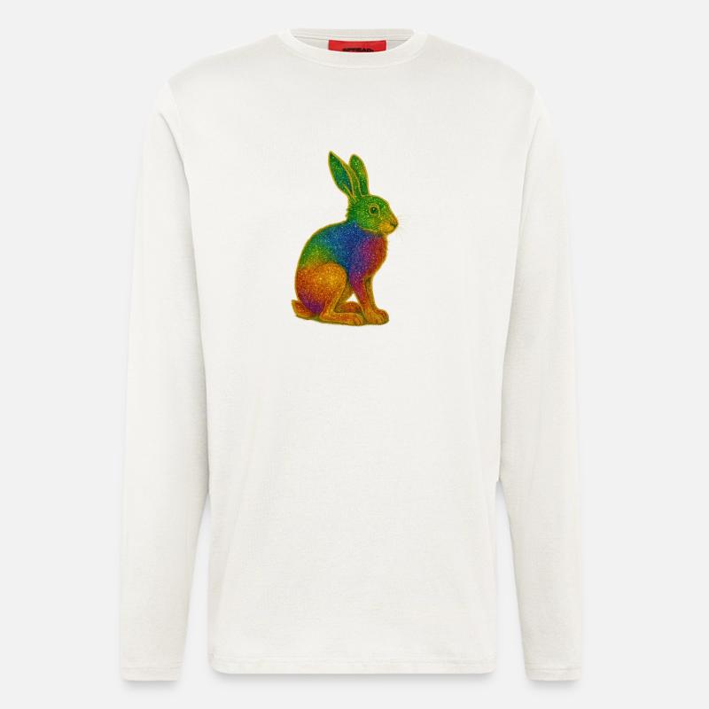 Rainbow bunny with glitter effect - Longsleeve - made by SPREAD  - OFF WHITE