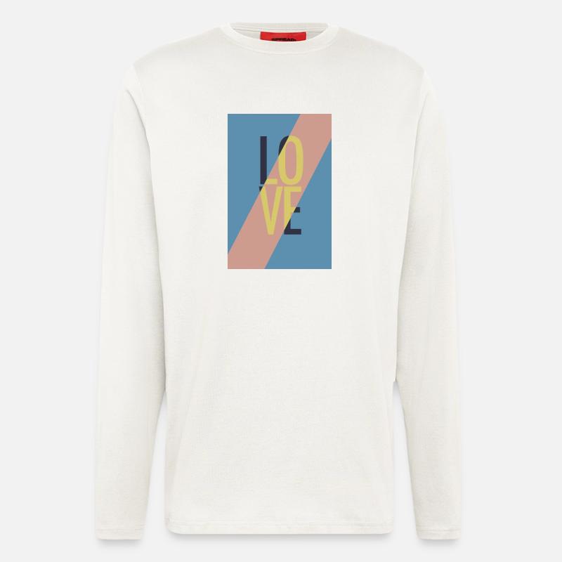 Moderne Love-Botschaft mit Abstraktem Design - Langarmshirt - made by SPREAD - OFF WHITE
