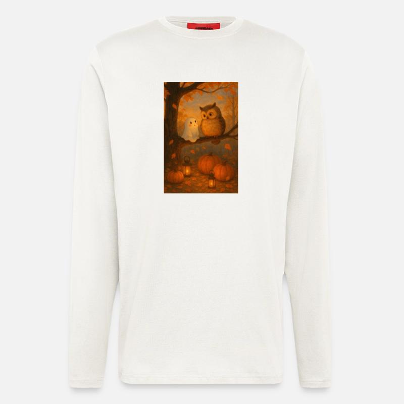 Gespenst mit süßer Eule - Langarmshirt - made by SPREAD  - OFF WHITE