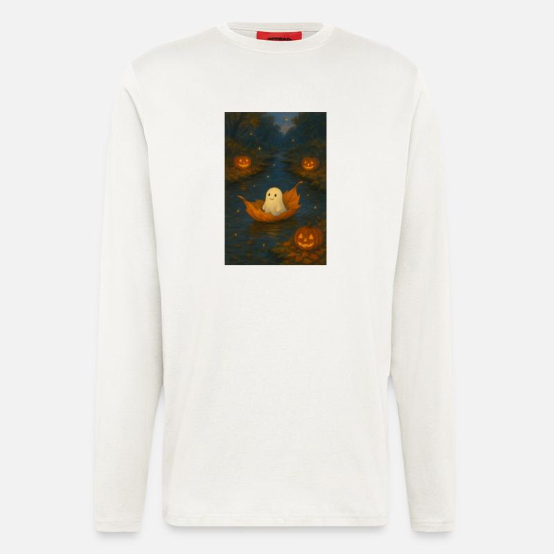 Niedlicher Geist im Herbstlaub - Langarmshirt - made by SPREAD  - OFF WHITE