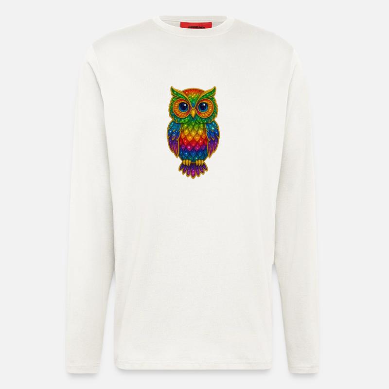 Rainbow Owls Glitter Art - Longsleeve - made by SPREAD  - OFF WHITE
