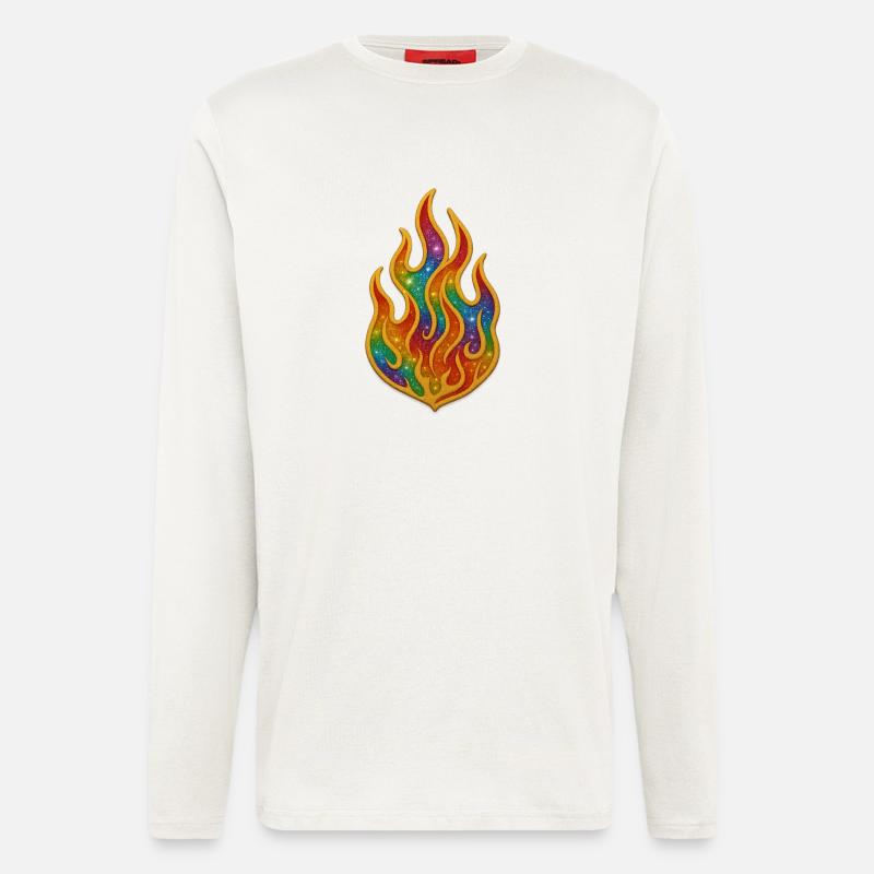 Regenbogenfeuer Patch - Langarmshirt - made by SPREAD  - OFF WHITE