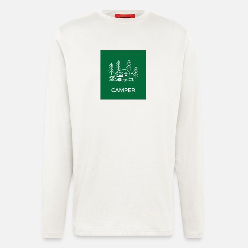 Waldcamping Skizze Zelt Camper - Langarmshirt - made by SPREAD  - OFF WHITE