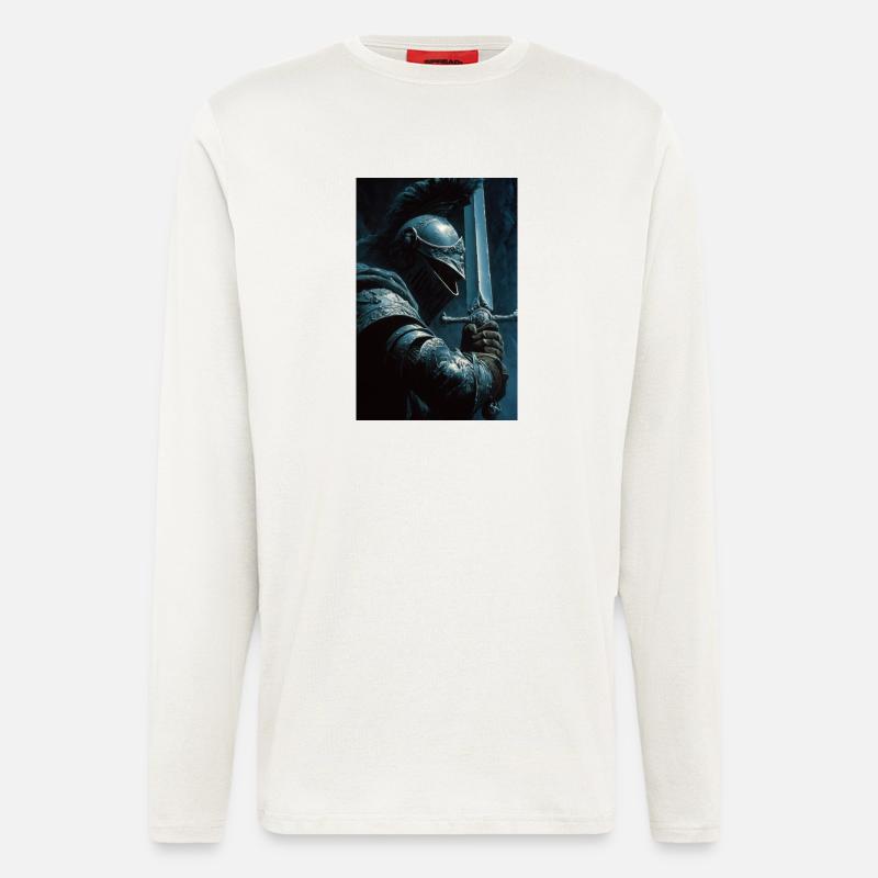 Dunkler Ritter mit silbernem Schwert - Langarmshirt - made by SPREAD  - OFF WHITE