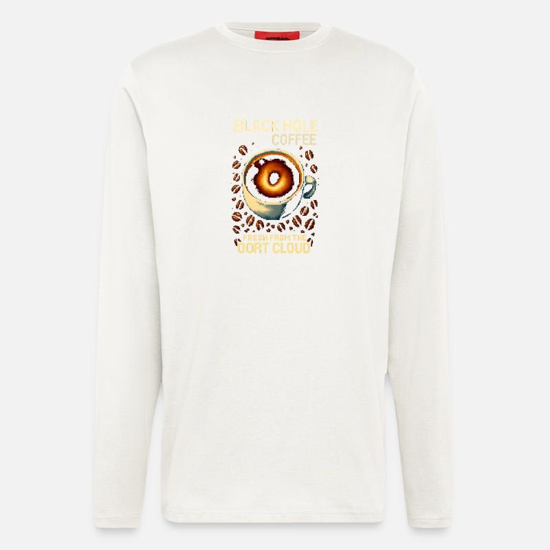 Black Hole Coffee Pixel Roast - Langarmshirt - made by SPREAD  - OFF WHITE