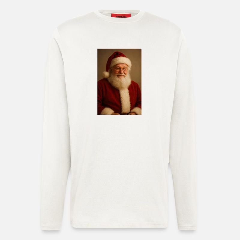 Weihnachtsmann-Klassiker in rotem Fell - Langarmshirt - made by SPREAD  - OFF WHITE