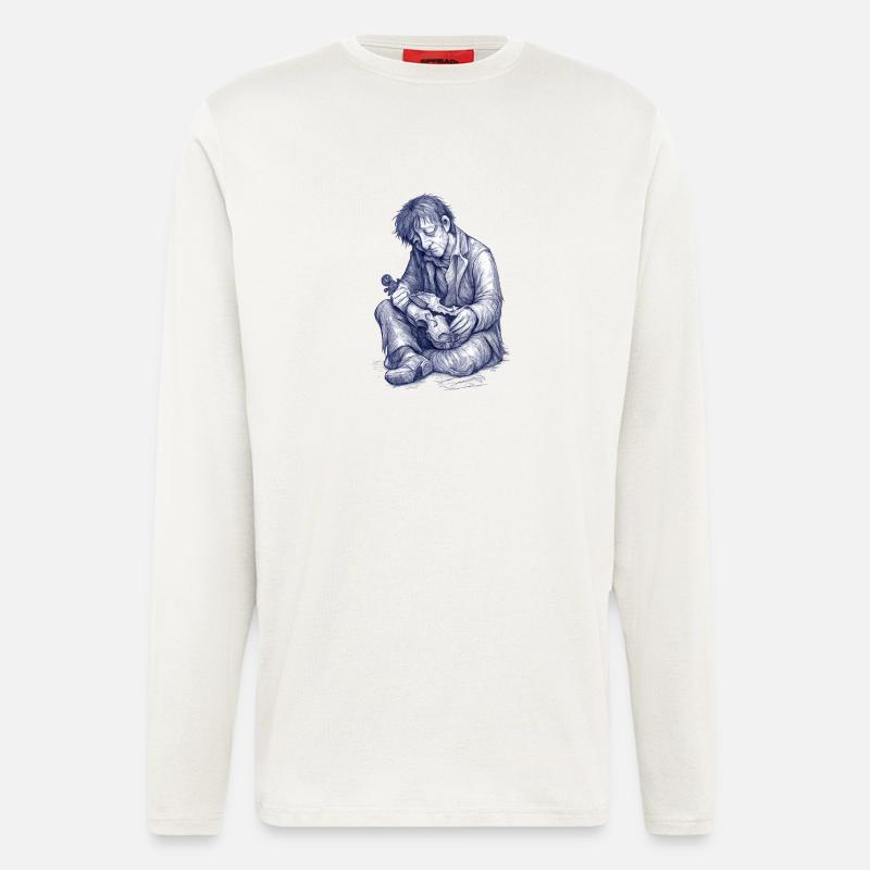 Melancholic reader | Hand Painted Drawing - Longsleeve - made by SPREAD  - OFF WHITE