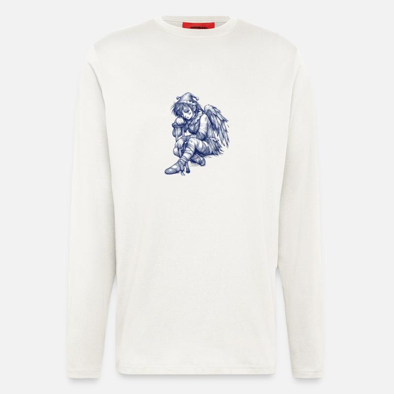 Trauriger blauer Engel - Langarmshirt - made by SPREAD  - OFF WHITE