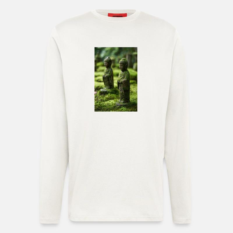 Statuen des Moos-Buddha-Gartens - Langarmshirt - made by SPREAD  - OFF WHITE