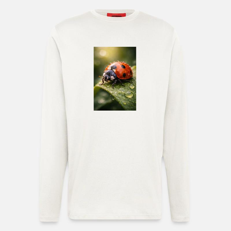 Red ladybug on dewdrops - Longsleeve - made by SPREAD  - OFF WHITE