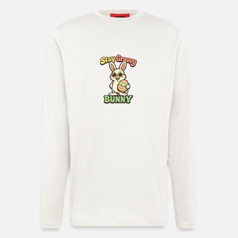 Stay Groovy Bunny Easter Easter Bunny - Longsleeve - made by SPREAD  - OFF WHITE