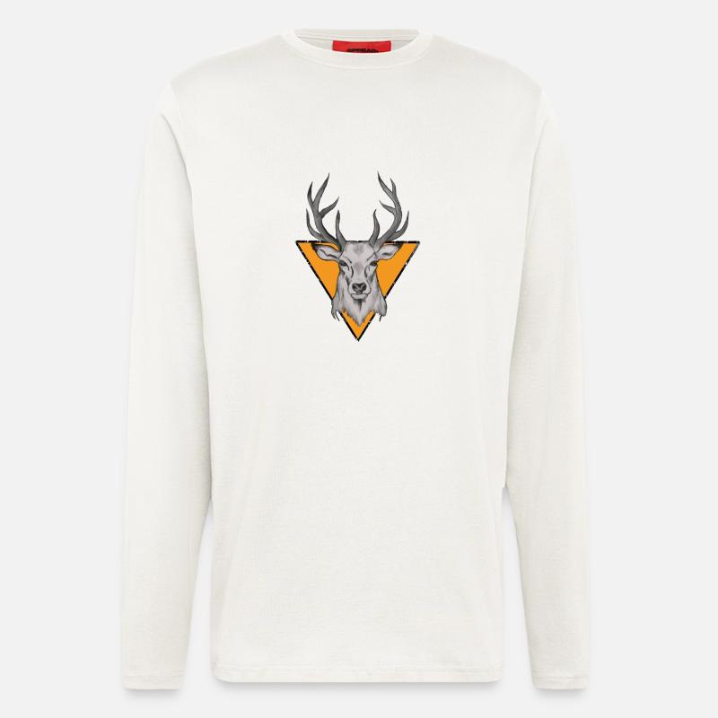 Deer head in orange triangle - Longsleeve - made by SPREAD  - OFF WHITE