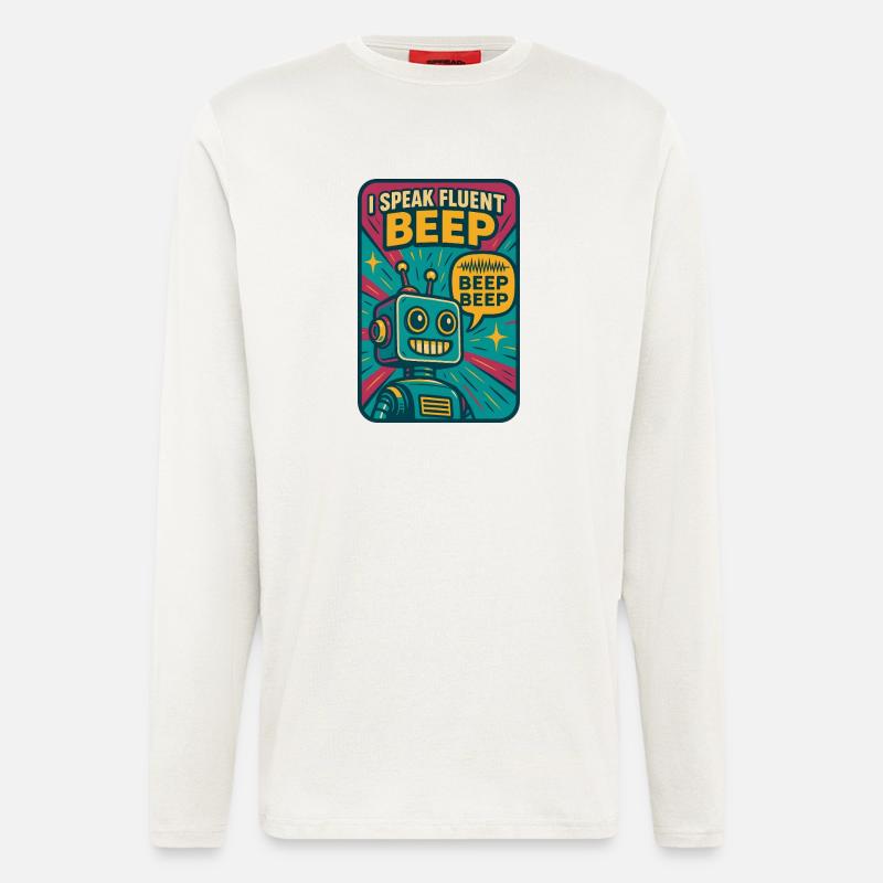 Fließend Beep | Roboter Sci-Fi Nerd - Langarmshirt - made by SPREAD  - OFF WHITE
