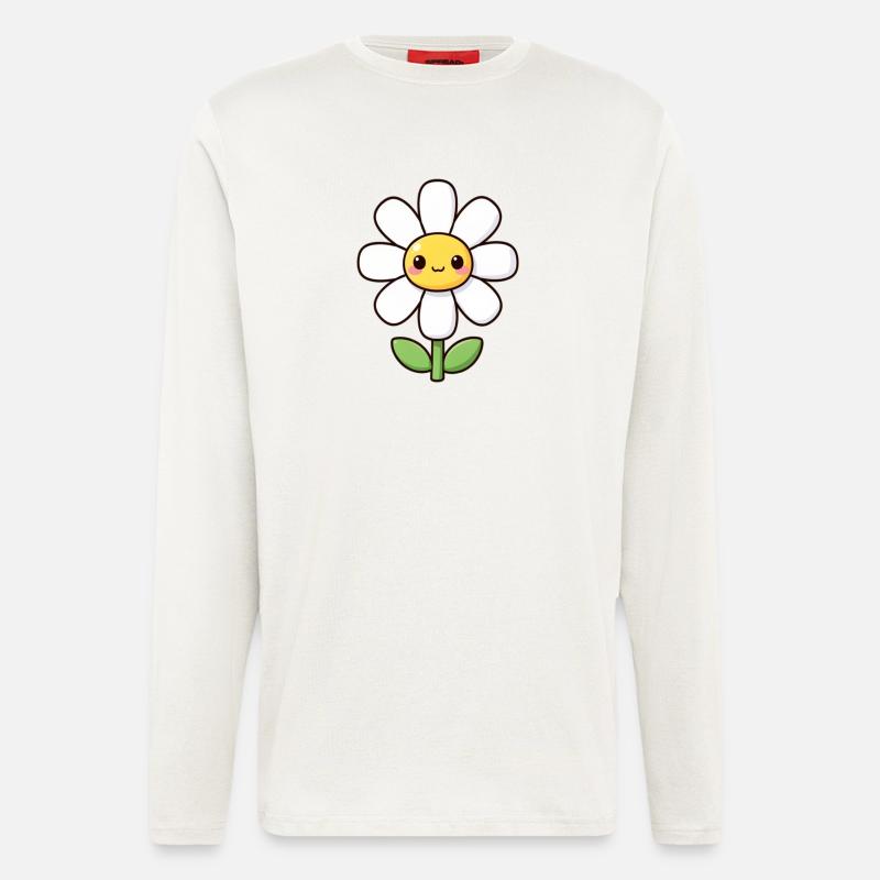 Kawaii Gänseblümchen weiße Blume Geschenk - Langarmshirt - made by SPREAD - OFF WHITE