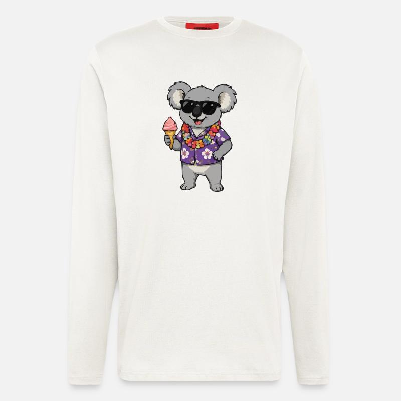 Glace hawaïenne Koala - Manches longues bio décontracté fabriqué en UE - OFF WHITE