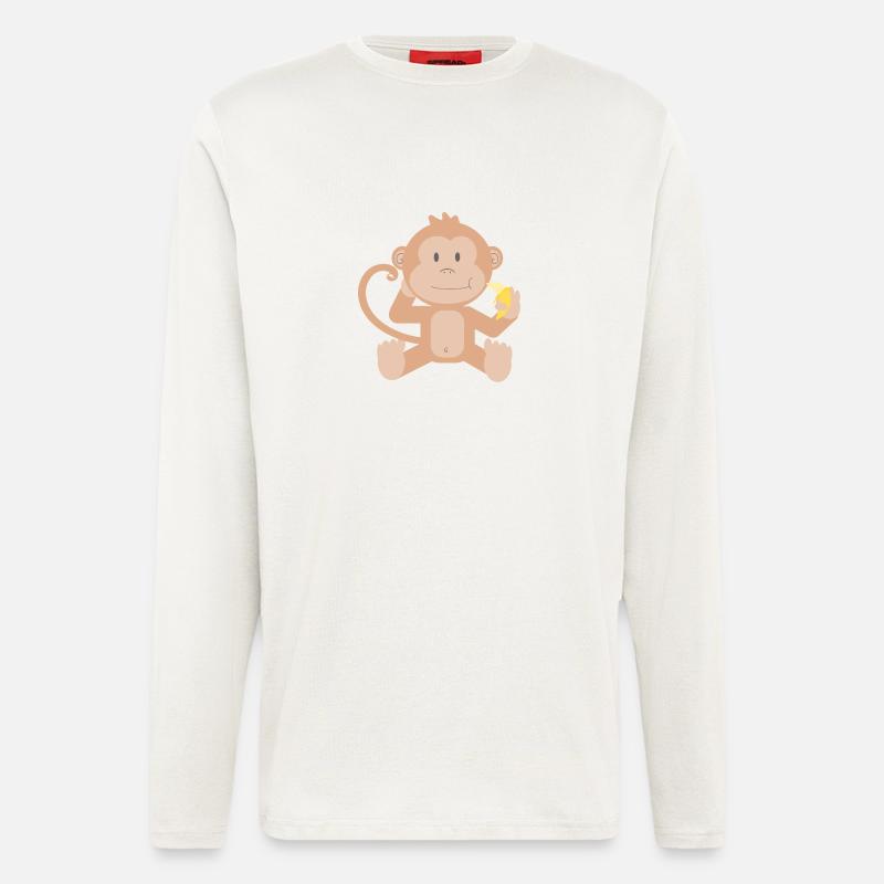 Bébé singe banane - Manches longues bio décontracté fabriqué en UE - OFF WHITE