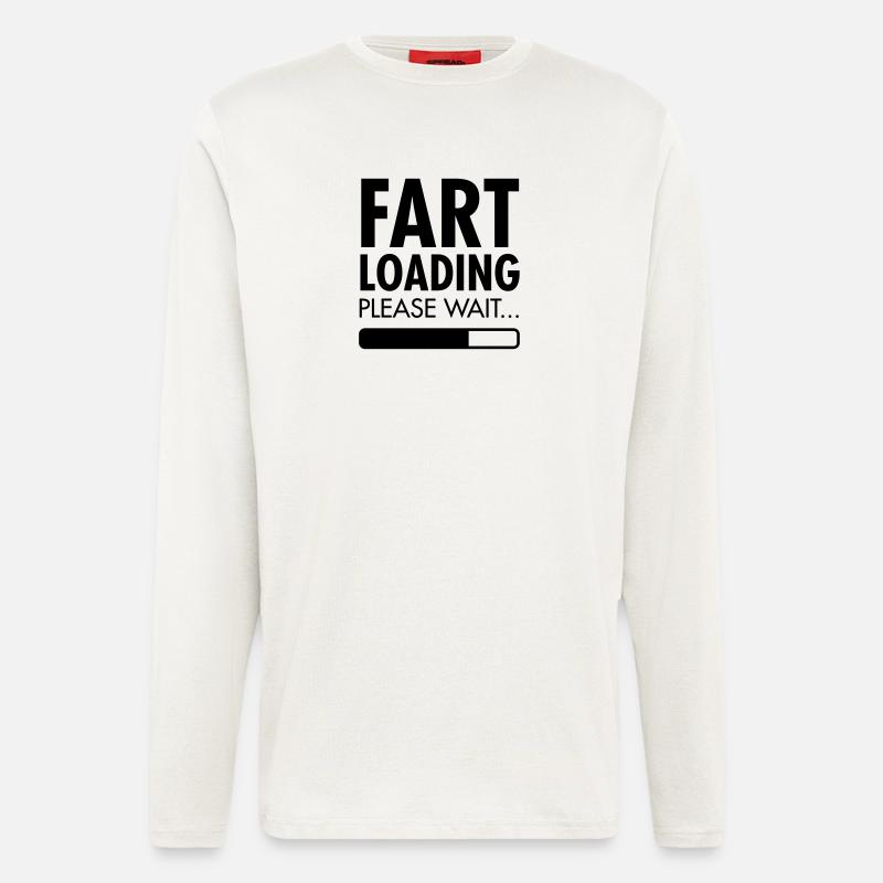 Fart Loading - Please Wait - Manches longues bio décontracté fabriqué en UE - OFF WHITE