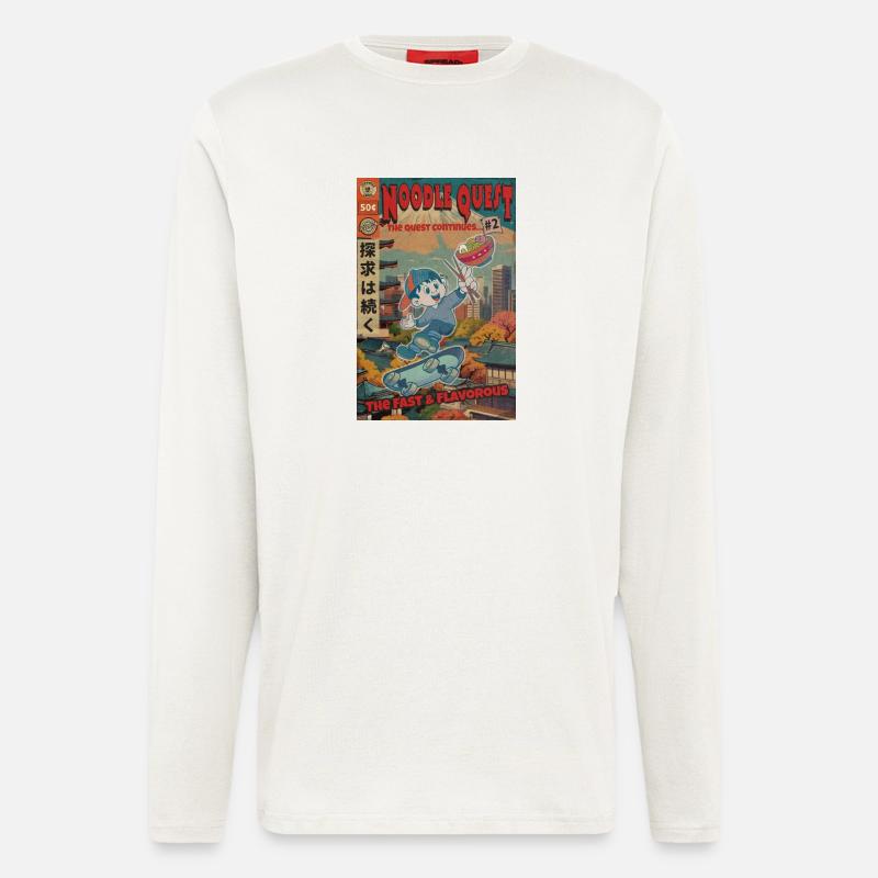 Retro Noodle Quest Comic - Langarmshirt - made by SPREAD - OFF WHITE