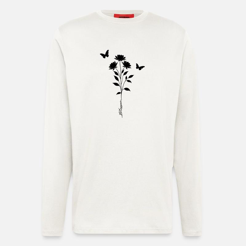 Blütenblume & Schmetterlingssilhouette - Langarmshirt - made by SPREAD - OFF WHITE