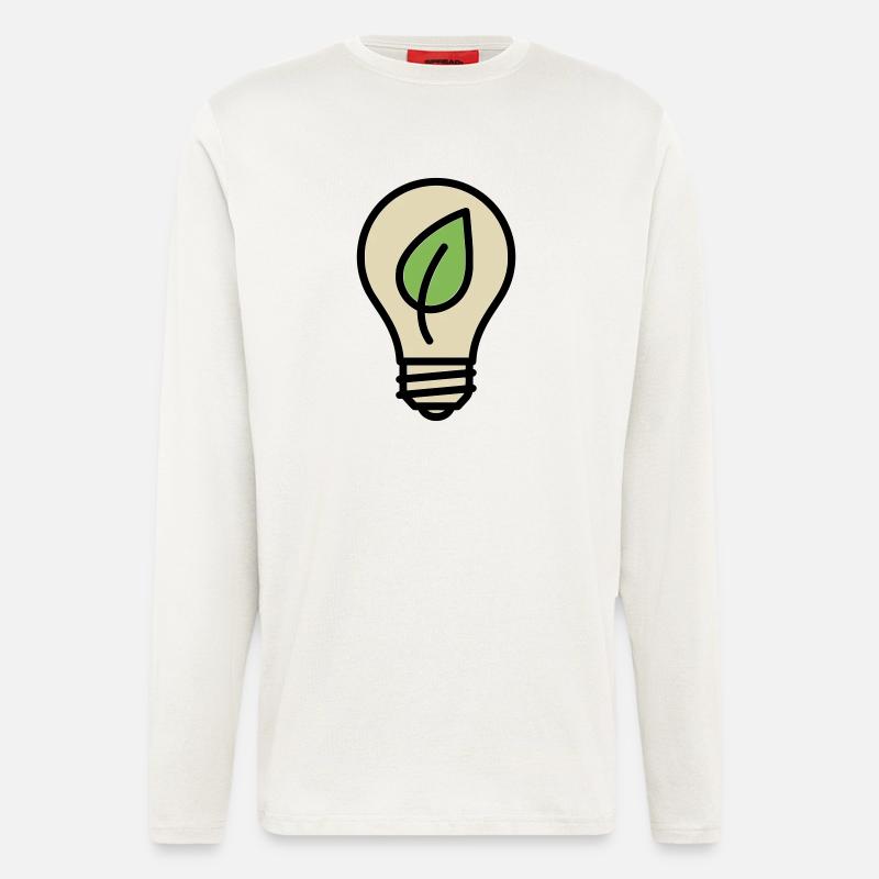 Glühbirne Blatt Öko Idee - Langarmshirt - made by SPREAD  - OFF WHITE